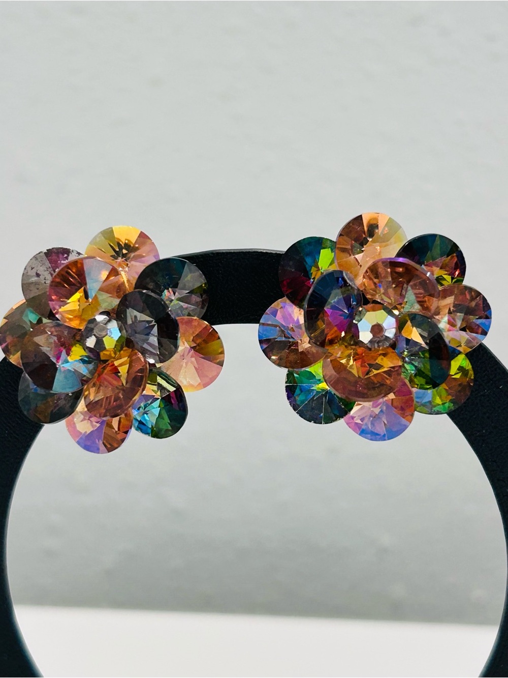 Vintage Fruit Salad Flower Earrings Clip On Watermelon Margarita Rivoli
